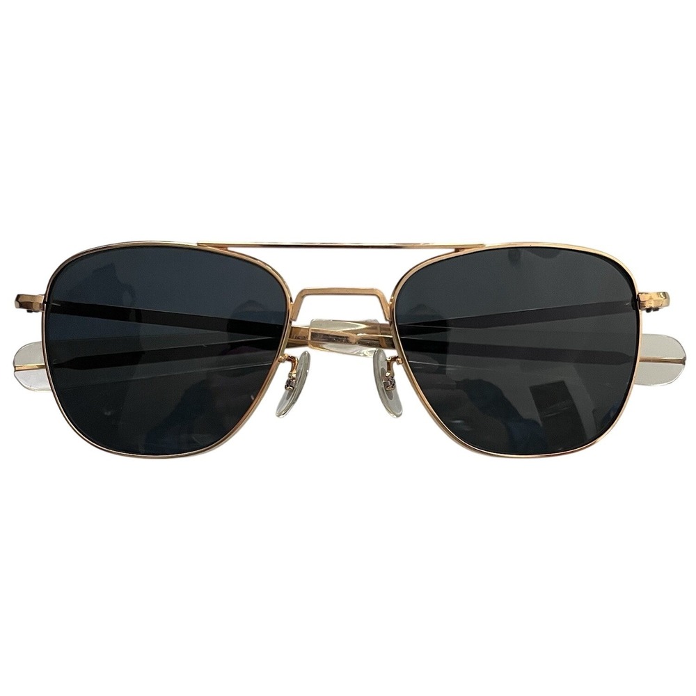 Vtg Randolph Engineering 5 1/2 Gold Tone Aviator Sunglasses Bayonet New Lenses